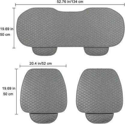 West Llama Linen Car Seat Covers,Bottom Seat Covers for Cars Include 1 Pair Front Driver Seat Pad Mat and 1 Rear Bench Cover Universal Fits 90% Vehicles,SUVs,Cars,Sedans(3Piece-Gray)