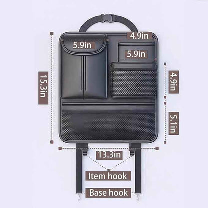 Car Seat Back Organizer with 5 Pockets, Backseat Storage Organizer for Travel, Water-Resistant, Easy Install, Keeps Car Tidy