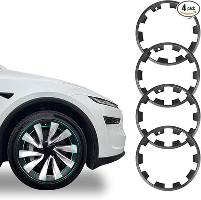 Wheel Rim Protector Designed for 2025 2026 Tesla Model Y Juniper 20 Inch Helix Wheel, 4PCS ABS Rim Guard Hubcap Cover Tire Trim Rings for Model Y Juniper Accessories, Black