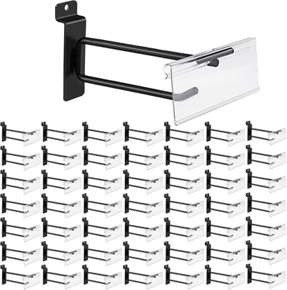 Polmart Heavy Duty Black Slatwall Panel Double-Bar Hooks - 50 Pack (6-inch)