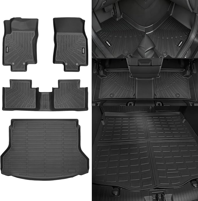 Custom Fit Floor Mats for Nissan Rogue 2014-2020, All Weather TPE Floor Liners with Trunk Mat, Odorless Full Set Interior Accessories