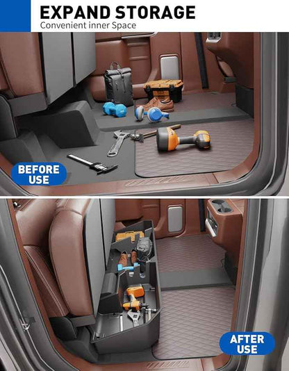 Under Seat Storage Box Compatible with 2019-2026 Chevy Chevrolet Silverado 1500/GMC Sierra 1500, 2020-2026 Silverado/Sierra 2500HD/3500HD Double Cab & Crew Rear Underseat Organizer