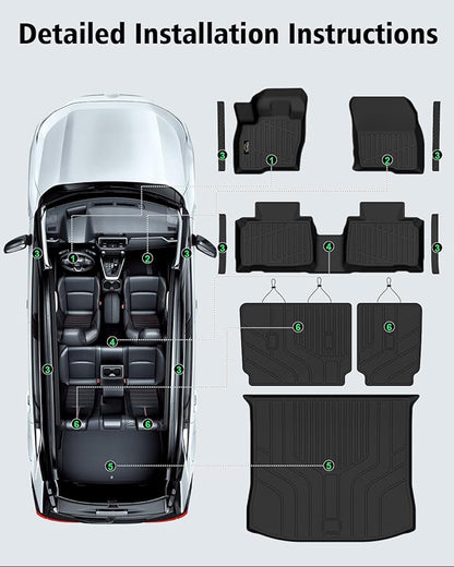 Floor Mats Custom for Ford Edge 2015-2024 2025 2026 ST Titanium SE SEL Sport Trunk Mat with Backrest Mat All Weather TPE Full Set Liners Cargo Protector & Door Sill Guards for Edge 2025 Accessories
