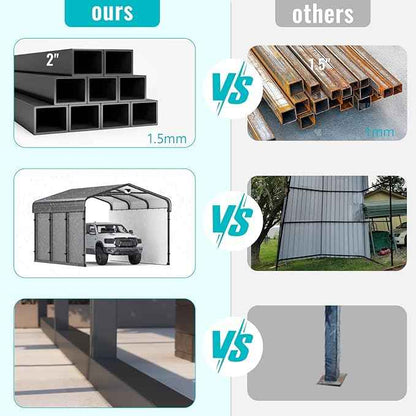 Metal Carport,Carport 10x15 Heavy Duty,Car Tent Garage with Galvanized Metal Roof,Car Port Kits for Snow,Outdoor Car Shelter