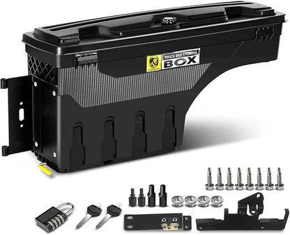 YHTAUTO Driver Side Truck Bed Storage Tool Box Lockable Compatible with 2005-2023 Toyota Tacoma, 2019-2023 with Storage Box, Swing Waterproof Wheel Well Toolbox