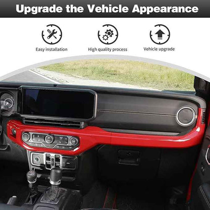 CheroCar for JL Center Console Headlight Air Conditioning Control Panel & Co-Pilot Handle Panel Interior Accessories fit for Jeep Wrangler JL JLU 2024 20205 2026,Red