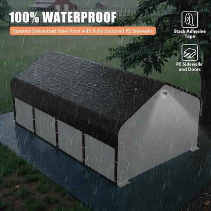 Carports 12x20 Heavy Duty Metal for Snow, Fully Enclosed Carport with Removable Sidewalls and Drive Through Doors