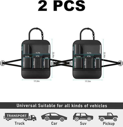 GMQ Backseat Car Organizer with Touch Screen,Protectors Kick Mats Travel Accessories for Kids,Multifunctional Seat Back Organizer Car Travel Organizer Accessories (Black, 2PCS)