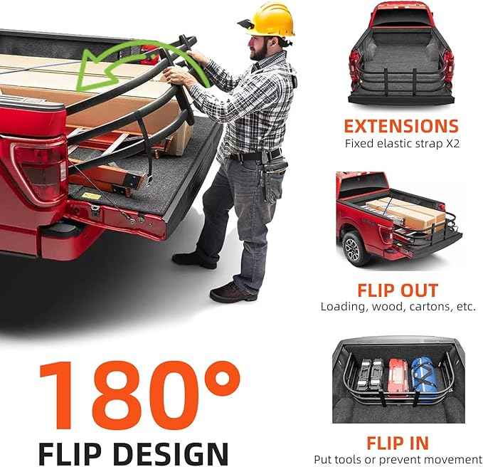 Truck Bed Extender, Aluminum Tailgate Extender 53"-62" Fit for Ford F150 Heavy Duty, Ram1500/2500/3500, Silverado 1500 2500 HD, Sierra, Tundra, Titan Pickup Truck Adjustable Tailgate Extension