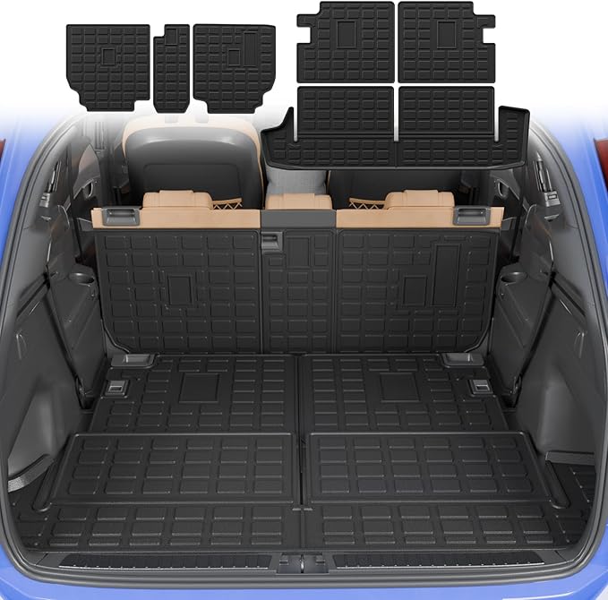 Cargo Mat Compatible with 2010-2024 Toyota 4 Runner 7 Seat Cargo Liner Trunk Mat TPE Back Seat Cover Protector 2023 4Runner Accessories (Fit 7 seat,Trunk Mat+2nd & 3rd Row Backrest Mats)