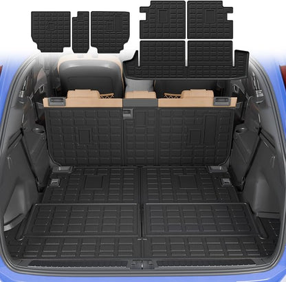 Cargo Mat Compatible with 2010-2024 Toyota 4 Runner 7 Seat Cargo Liner Trunk Mat TPE Back Seat Cover Protector 2023 4Runner Accessories (Fit 7 seat,Trunk Mat+2nd & 3rd Row Backrest Mats)