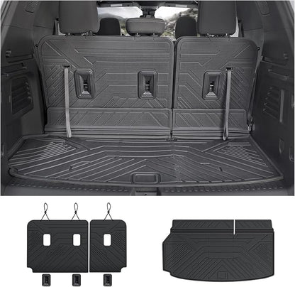 Cargo Mat for 2024 2025 2026 Chevy Traverse & 2025 2026 Buick Enclave 7/8 Seats, All Weather TPE Cargo Liner with Back Seat Cover 3rd Row Accessories, Rear Trunk Mat with Backrest Mat