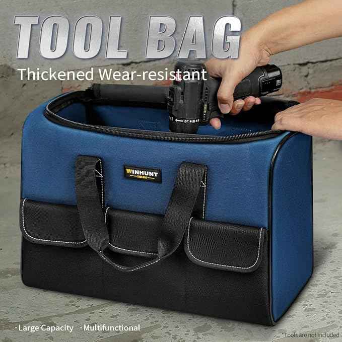 Large Tool Bag, 1680 Denier with 5 Exterior Pockets Electrician Tool Bag, Ideal for DIY Enthusiasts and Craftsmen Tool Bags for Men Heavy Duty, Blue