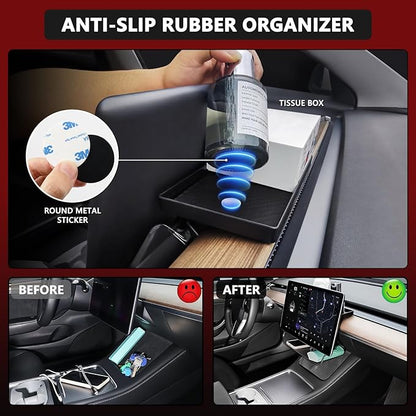 Under Screen Storage Organizer Model 3/Y Magnetic Center Console Organizer - Compatible with Tesla Model 3 2023-2017 Model Y Accessories 2024-2020 [Not Fit 2024 Model 3 Highland]