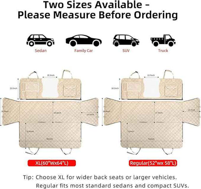 Dog Car Seat Cover for Back Seat, Dog Hammock for Car, Waterproof Backseat Cover for Dogs in Car SUV & Truck, with Mesh Window and Multiple Pockets