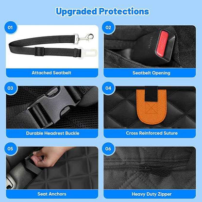 Truck Dog Seat Cover for Back Seat, Hard Bottom Waterproof Truck Back Seat Extender for Multi Dogs,Dog Hammock for Crew Cab Trucks,Pet Seat Cover for Back Seat Holds 400lbs with Mesh Window & Pocket