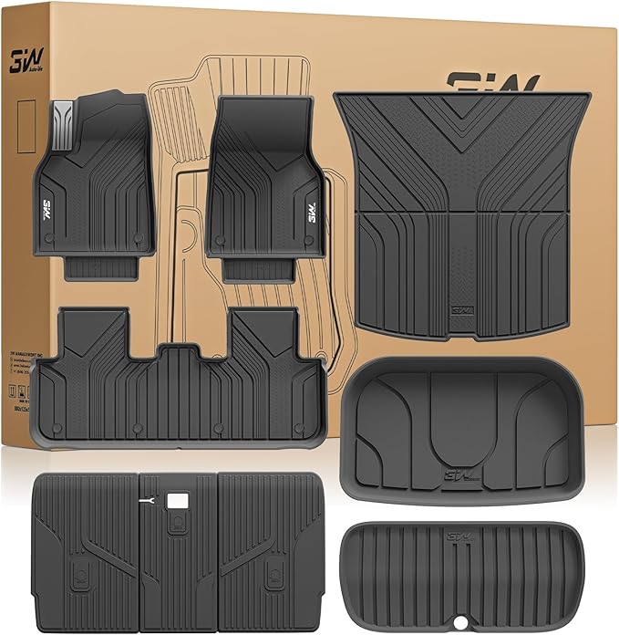 3W Tesla New Model Y Juniper Floor Mats and Cargo Liners, TPE Floor Liner for 2025 2026 Model Y, Trunk Mats & Seat Back Cover Protector, Tesla Model Y Juniper Accseeories(Not for Standard)