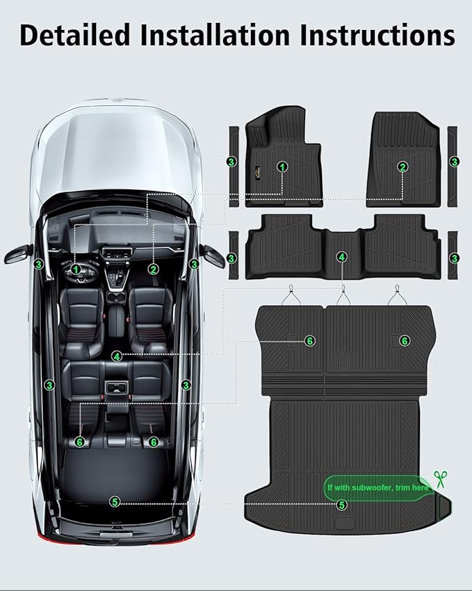 Floor Mats Custom for Hyundai Tucson 2022-2025 2026 Fuel (Not for Hybrid) Trunk Mat with Backrest Mat All Weather TPE Full Set Liners Cargo Protector & Door Sill Guards for Tucson Accessories, Black