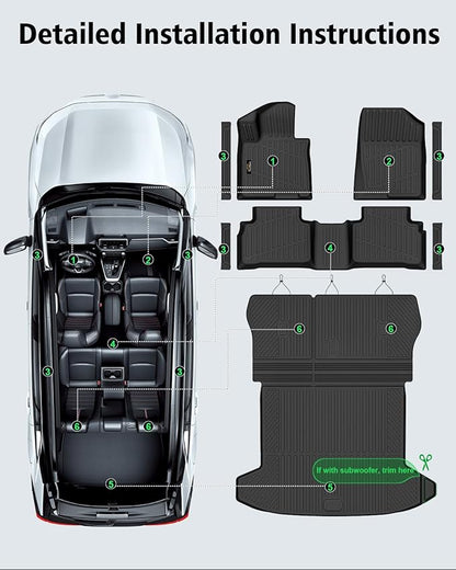 Floor Mats Custom for Hyundai Tucson 2022-2025 2026 Fuel (Not for Hybrid) Trunk Mat with Backrest Mat All Weather TPE Full Set Liners Cargo Protector & Door Sill Guards for Tucson Accessories, Black