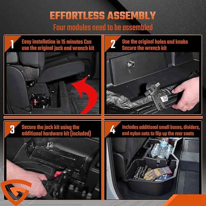 GEARLAST Underseat Storage, Real Under Seat Organizer Compatible with Chevy Silverado 1500 & 2500HD/3500HD Crew Cab 2014-2019 Real Under Seat Organizer