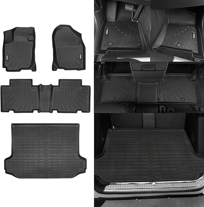 Custom Fit Floor Mats for Toyota RAV4 2006-2012, All Weather TPE Floor Liners with Trunk Mat, Odorless Full Set Interior Accessories