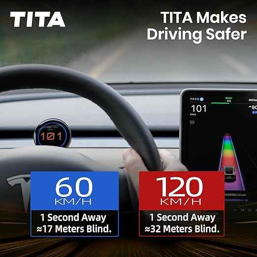 TITA 1.8" Smart Display Pro for Tesla Model 3/Y, with Magnetic Charging Mount, Zero-Delay Tesla Data Sync, HUD for Model 3, Model Y, Model 3 Highland
