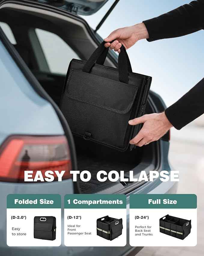 FLORICH Trunk Organizer with Breathable Shoe Storage for Suv, Waterproof Car Organizers Collapsible, Large Trunk Organizer Back Seat Storage for Car