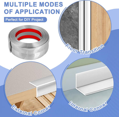 Wall Corner Protector Moulding Trim Peel and Stick Wall Corner Guards Trim Flexible Self Adhesive Edge Protector Moulding, 2.4 in x 40 Ft, Silver