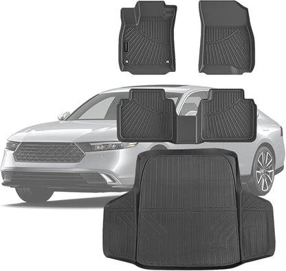 TPE Floor Mats for 2023-2026 Honda Accord (Include Hybrid) All Weather Car Floor Liners Fit Honda Accord Accessories Black