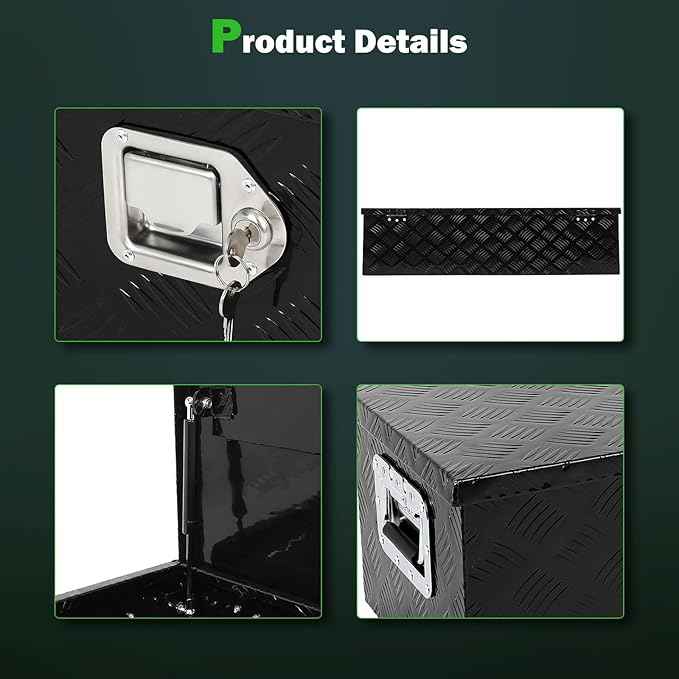 SCITOO 39 Inch Aluminum Heavy Duty Truck Bed Tool Box,Diamond Plate Crossover Storage for Most Full Size Pickups,Lockable Weatherproof Chest,Fits 39" Truck Beds,Easy Access to Load and Unload