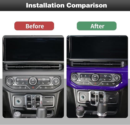 CheroCar for JL Center Console Headlight Air Conditioning Control Panel & Co-Pilot Handle Panel Interior Accessories fit for Jeep Wrangler JL JLU 2024 2025 2026,Purple