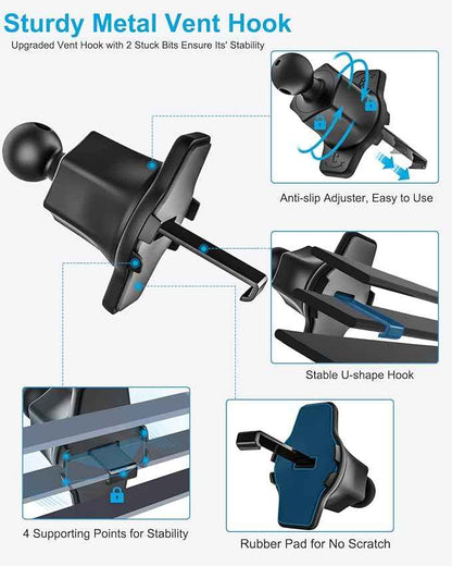 woleyi Car Vent Tablet Mount, Air Vent Clip Tablet Holder for Car with Adjustable Metal Hook Clamp, Compatible with iPad Pro/Air/Mini, Galaxy Tabs/Z Fold, iPhone, More 4.7-13" Cell Phones and Tablets