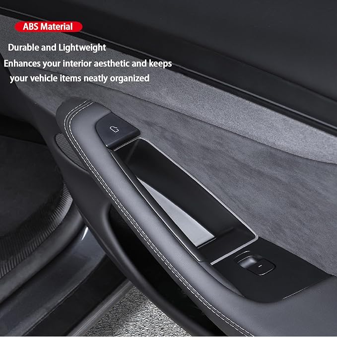Suitable for Tesla Model Y (Juniper) 2025 / Model 3 (Highland) Door Handle Storage Box Organizer Tray (4-Piece Set Model Y Juniper 2025)