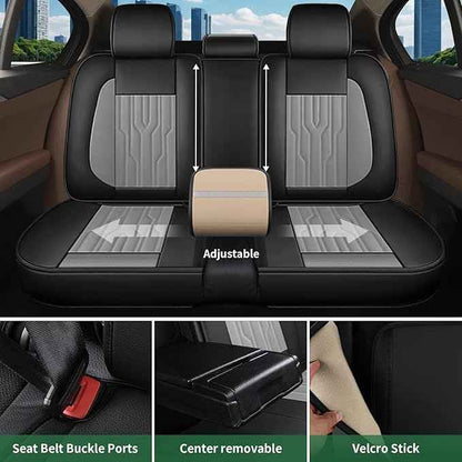 YORKNEIC Fit for Cadillac XT4 Seat Covers Full Set 2019-2025 2026: 5 Seats Waterproof Leather Car Seat Covers Protector (5 Full Seat, Black & Grey)