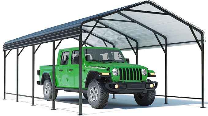 Polar Aurora 12x20 FT Metal Carport, Heavy Duty Car Port Canopy with Galvanized Reinforced Frame, Outdoor Car Garage Shelter for Car, Boats and Truck
