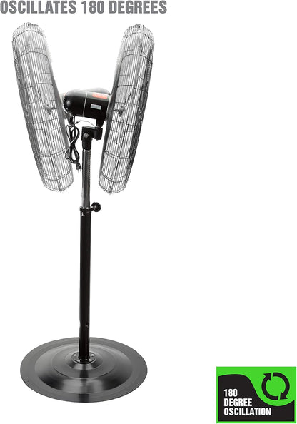 OEMTOOLS OEM24885 30" Oscillating Pedestal Fan, Adjustable Height for Garage, Shop, Gym, Warehouse 9500 CFM Airflow, 3-Speed Enclosed Motor, 3 Aluminum Blades, Dust-Resistant Industrial Purpose