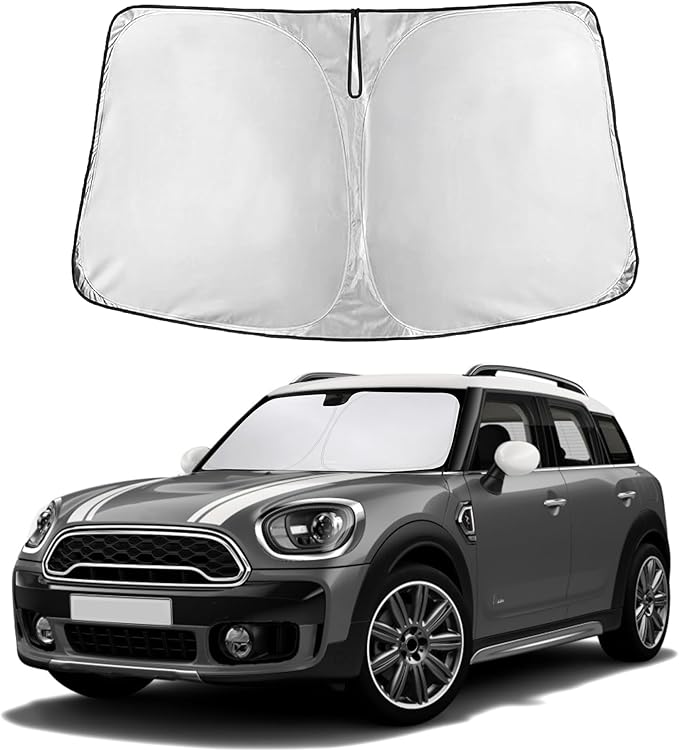 EcoNour Windshield Sun Shade Compatible for Mini Countryman Cooper F60 2017– 2026 Front Window Sunshade Foldable Sun Visor UV & Heat Blocking Protection