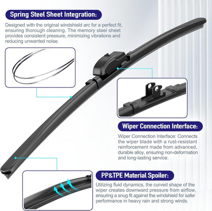 AJK Wiper Blades for Jeep Renegade 2015 2016 2017 2018 2019 2020 2021 2022 2023, 2 Piece All Weather OEM Quality Automotive Replacement Windshield Wiper Blades for My Car