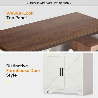 VINGLI Bookcase with Doors and Adjustable Shelves, Steel 70" Tall Bookshelf, 6-Tier Farmhouse Metal Storage Cabinet for Study, Living Room, Home Office, Kitchen Pantry, White Display Cabinet