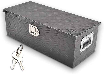 30 Inch Black Aluminum Tool Box 5 Bar Tread ToolBox for Truck Bed Car Outdoor Trailer Pickup Underbody RV ATV Storage Underbed Tools Organizer with Lock and Keys (30"X13"X10")