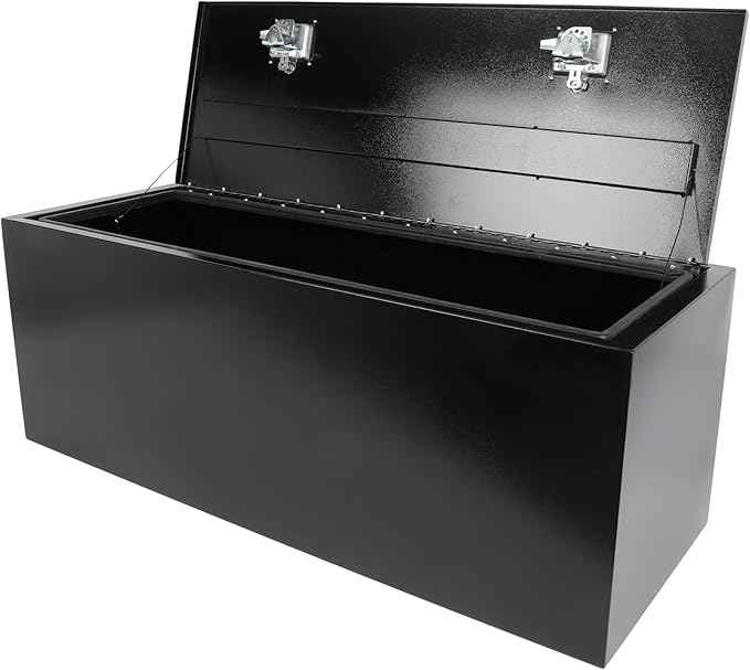 SCITOO 48" Iron Truck Bed Tool Box,Heavy Duty Crossover Storage for Most Full Size Pickups,Lockable Weatherproof Chest,Fits 48"WX18"DX18"H Truck Beds,Easy Access to Load and Unload