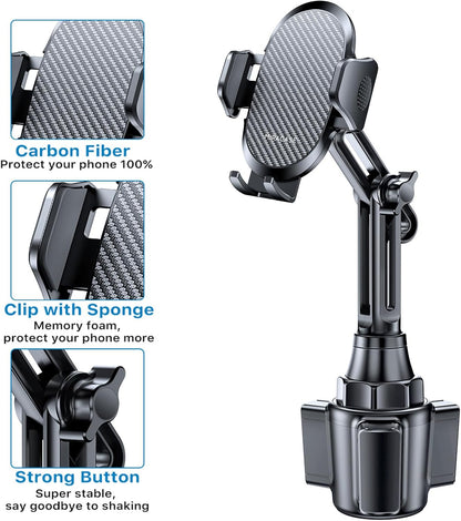 Miracase 2025 Upgraded Universal Cup Phone Holder for Car, [Rotatable & Adjustable] Long Neck Car Cup Holder Phone Mount Compatible with iPhone, Samsung, Google & More Smartphones