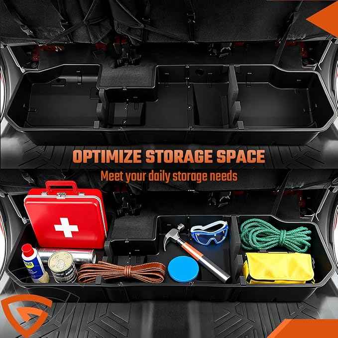 GEARLAST Underseat Storage Compatible with Chevy Silverado/GMC Sierra 1500 2500 3500 2019-2025, Rear Under Seat Organizer Cargo Box, Upgraded Rear Under Seat Organizer Cargo Box