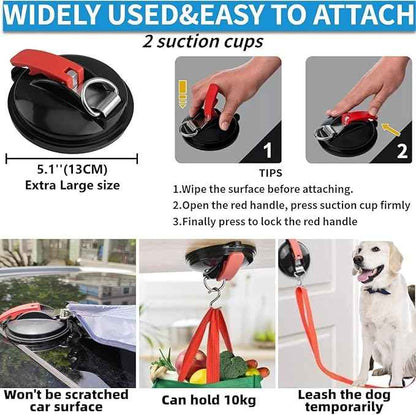 DANCHEL OUTDOOR Portable Suction Cups Car Awning Overland Camping, Needn't Roof Rack Mounting, Waterproof Vehicle Camper Awning Tarp for SUV Truck, 7.7lbs 6.5ftx9.8ft Gray