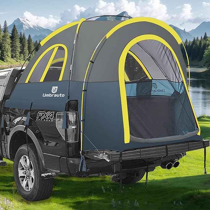Truck Bed Tent 5.5-6ft: Easy Set Up Umburato Pickup Truck Tents for Camping, Waterproof PU3000mm Canopy for Truck Camper, Portable, Spacious for 2 Person Blue
