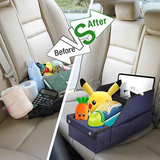 MULISOFT Car Seat Organizer, Backseat Car Organizer with 11 Storages Compartments and 2 Cup Holders, Blue