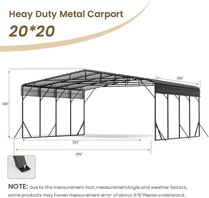 COSIEST 20'x20' Carport with Galvanized Steel Roof, Heavy Duty Metal Carport Canopy, Outdoor Garage Car Shelter Shade for Car, Boats and Truck