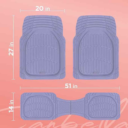 CARBELLA Rubber 4-Piece Purple Car Floor Mats - Universal Trim To Fit All Weather Purple Car Accessories - Girl Car Accessories for Women & Cute Car Mats for Women Lavender Girly Car Decor Truck & SUV