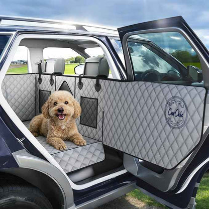 Dog Car Seat Cover for Back Seat - Waterproof Pet Hammock with Embedded Insert Door Protectors, 600D Oxford Scratch-Proof,Belt Opening,Machine Washable for Cars, SUVs,Small - Trucks