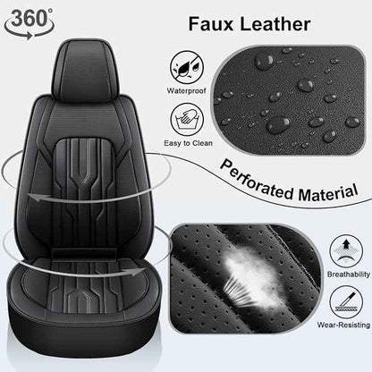 YORKENIC Fit for Jeep Liberty Seat Covers Front Set 2002-2012: Breathable Leather Car Seat Covers Compatible Airbag (2 Front Set, Black)
